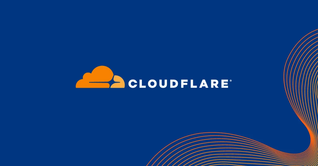 לוגו Cloudflare על רקע דף כחול