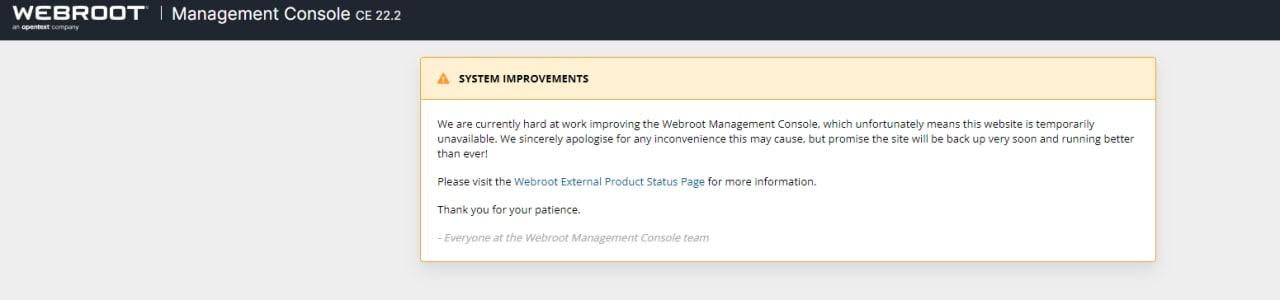 דיווח תקלה של חברת WEBROOT